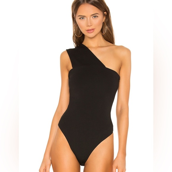 Superdown Black and Blue One-Shoulder BodySuit - Picture 1 of 4